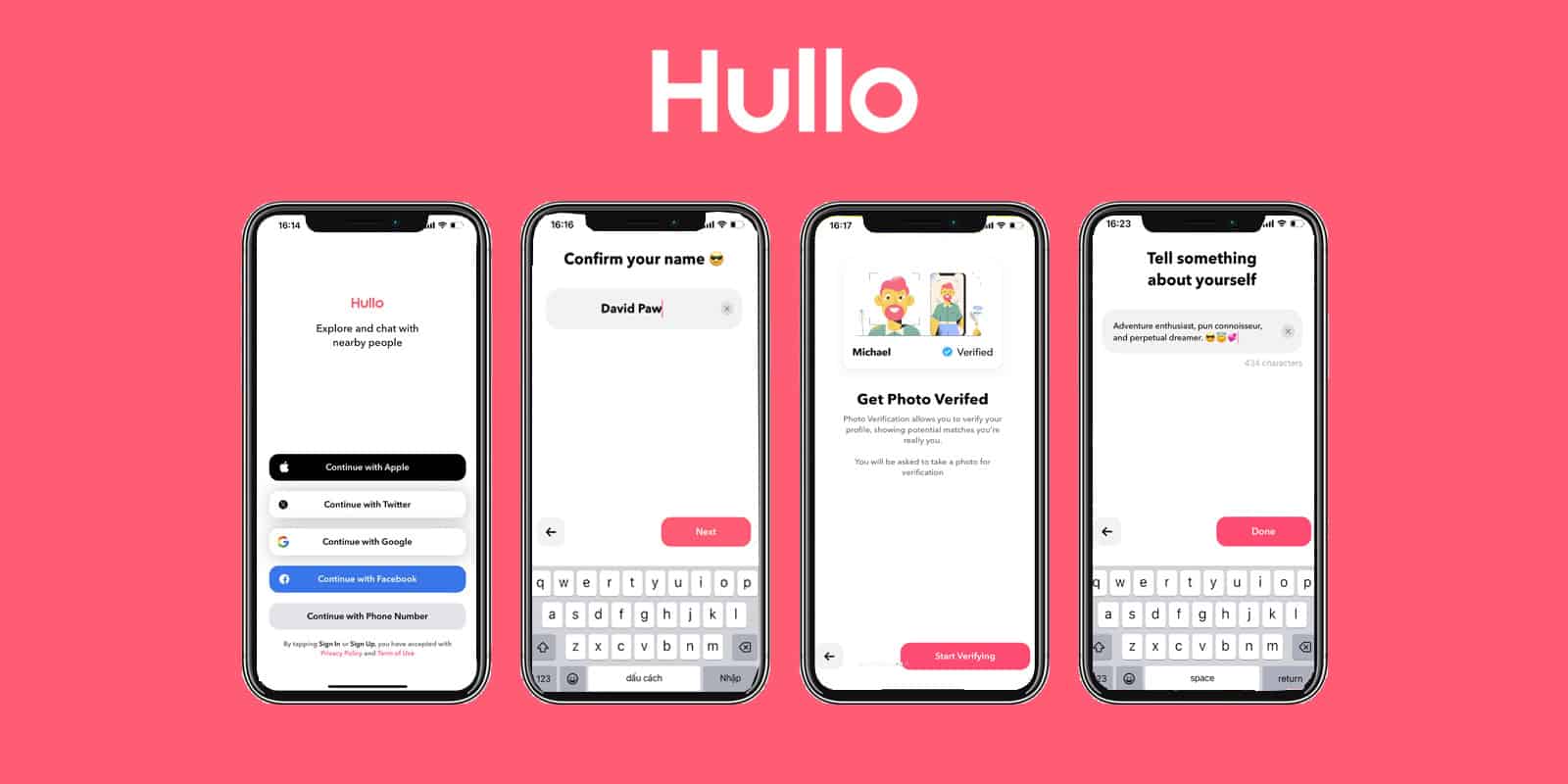 steps to register for hullo application