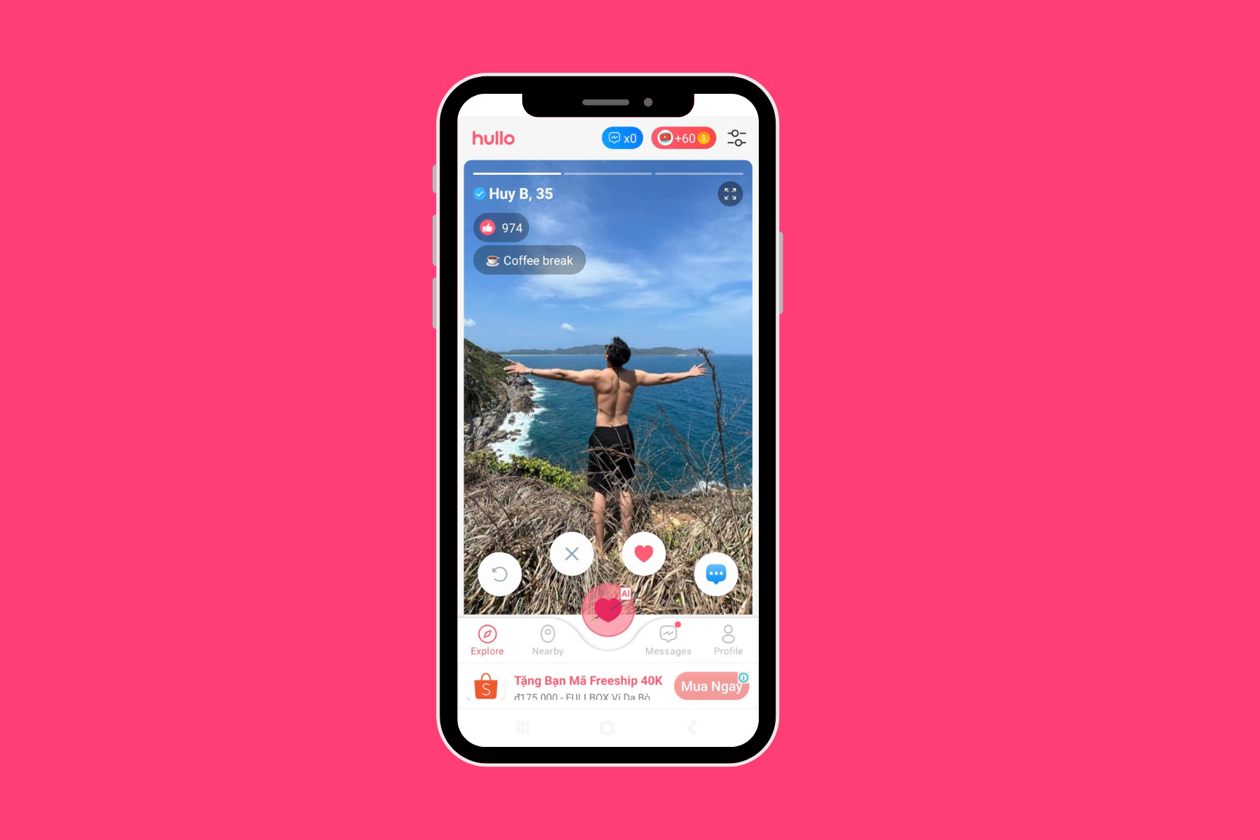 Explore screen in Hullo app