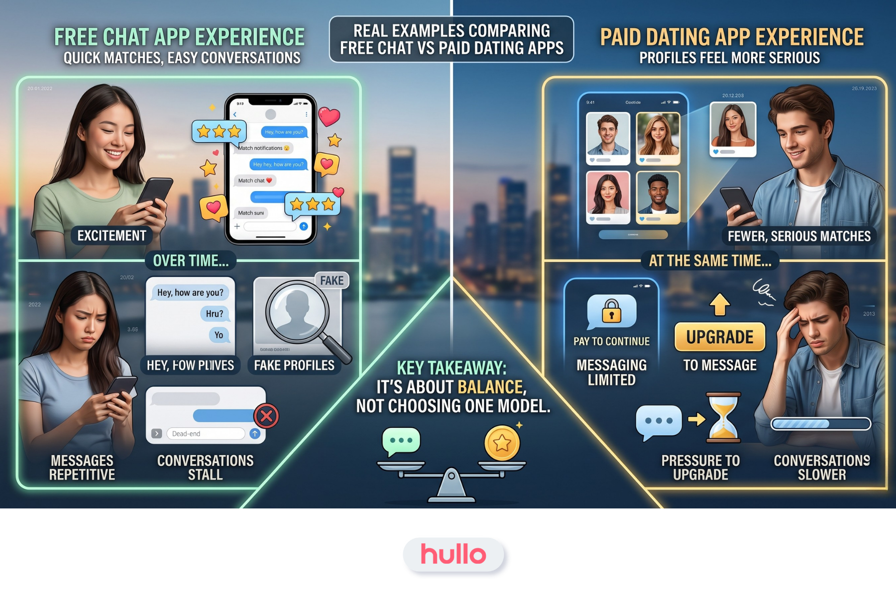 Real Examples Comparing Free Chat vs Paid Dating Apps